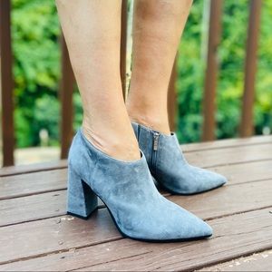Marc Fisher Gray Suede Block Heel Booties Size 9.5